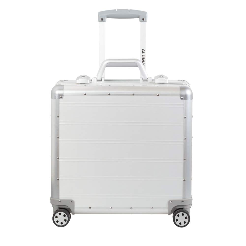 Alumaxx 45172 - Trolley da viaggio Gemini, con scomparto Overnight, valigetta in alluminio, trolley con 4 ruote doppie a 360°, 42,5 x 40 x 21 cm, colore: Argento opaco