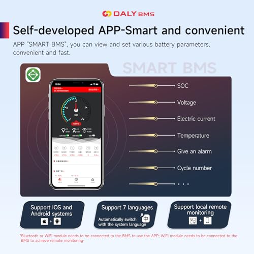 DALY Smart 20S BMS 72V 100A with WiFi Module and CAN 485 Communication Protection Board for Li-ion Lithium Battery Pack(Li-ion 20S 72V，100A)4