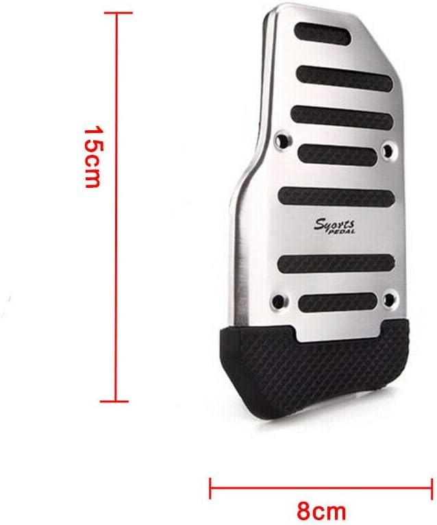 MACHSWON 2 PCS Car Non-Slip Aluminum Alloy Pedal Pads, Manual/Automatic Gearbox Gas Pedal Brake Pedal Cover, Anti-rubbing Car Clutch Pedal Kits, Auto Universal Replacement Accessories Silver
