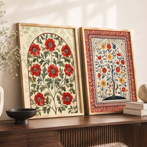 Image of kotart - Pichwai Art Painting for Wall Decoration Wall Poster With frames Traditional Indian Art Madhubani Paintings for Living Room Framed Painting Home Room Bedroom Office Decor Paintings Home Decoration Indian Decor Frames set of 2 (5, (20x30 Inch), Framed)