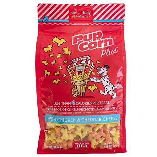 pup corn dog treats - Pup Corn Plus with Cheddar Cheese and Parmesan Puffed Dog Treats, 27oz Bag