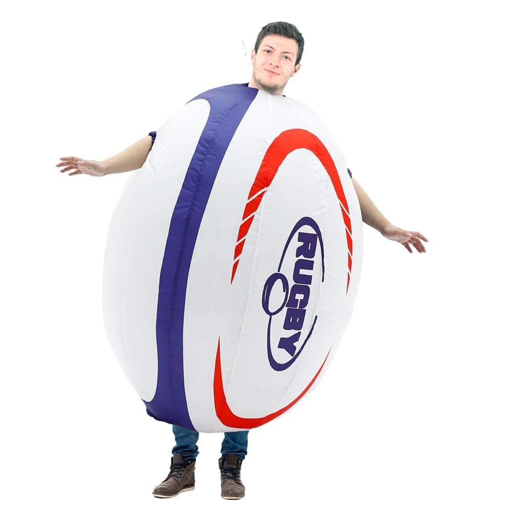 Rafalacy Inflatable Rugby Costume for Adult Blow up Basketball Tennis Ball Costume Funny Fancy Dress Outfit for Parties Festivals and Sporting Events (Rugby) - Image 2