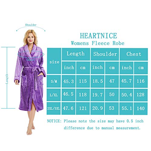 Heartnice Womens Fleece Robes, Soft Plush Long Bathrobe, Thick Kimono Robes For Womens, Warm House Coat (Wine, S/M) #TOP5