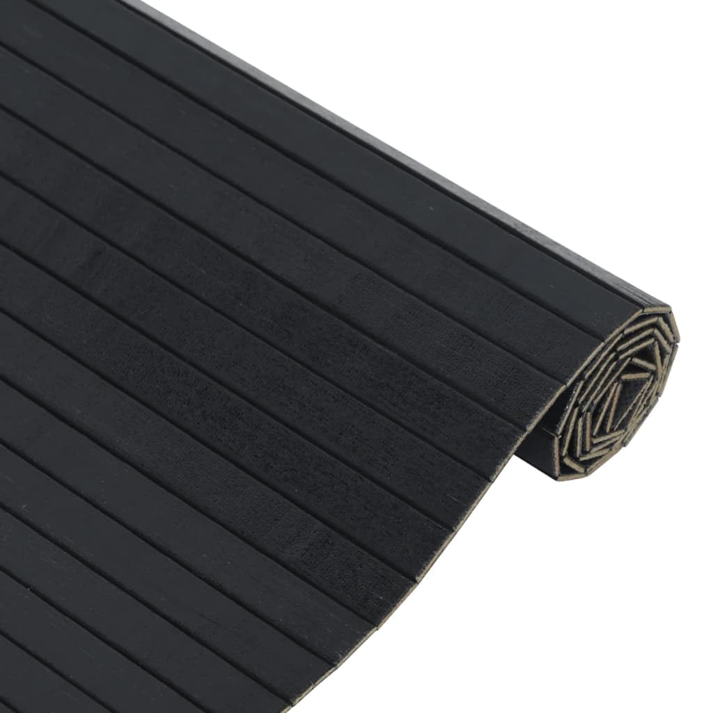Alfombra rectangular negra 100 x 400 cm de bambú - Alfombra de bambú antideslizante - Alfombra de bambú para cocina y baño