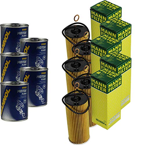 5x Original MANN Ölfilter HU 6004 x + 5x SCT Motor Flush Motorspülung