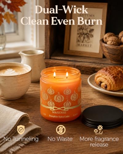 M&Sense Pumpkin Spice Latte Scented Fall Candle for Home Thanksgiving Decor - Image 5