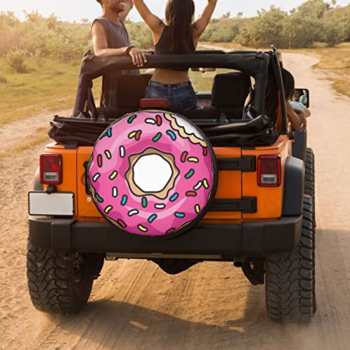 Image of Delerain Colorful Bitten Donut Spare Tire Covers for RV Trailer SUV Truck and Many Vehicle, Wheel Covers Sun Protector Waterproof (15 Inch for Diameter 27 inch-29 inch)