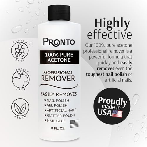 Pronto 100% Acetone Gel Nail Polish Remover - Gel Polish Remover for Nails | Acetone Nail Polish Remover For Nails for Removal of Glue, Gel, Acrylic & Dip | Gel Polish Remover, 8 Fl oz - Image 4