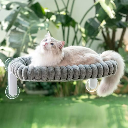 GUUSII HOME Katzen Fensterliege Faltbar Katzenbett Fenster Katzenliege Fensterbank Hängematte 4 Saugnäpfen Fensterbrettauflage Fensterscheibe...