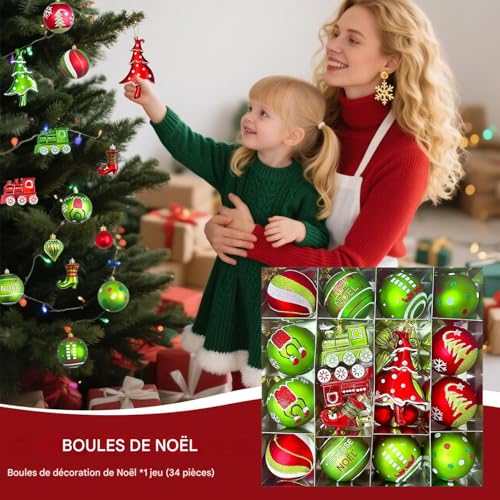 Boules de Noël en ensemble incassable de suspensions pour grands sapins - 3