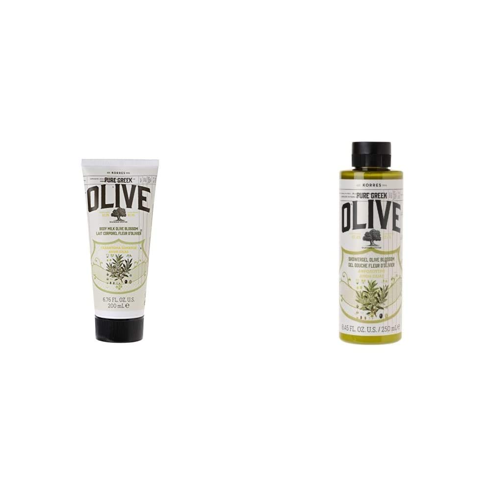 KORRES Greek Olive Blossom Hydrating Body Duo, includes Body Cream 6.76 fl oz and Shower Gel 8.45 fl oz in Olive Blossom scent, 2 Piece Set