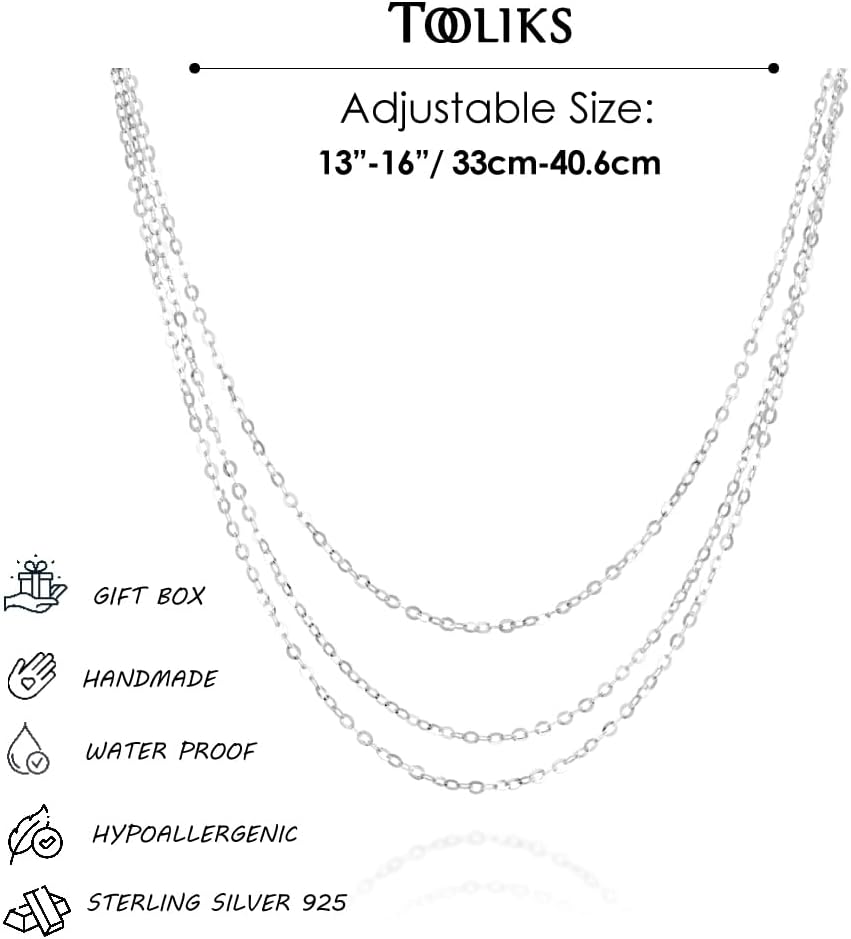 Layered Chain Necklace for Women – Dainty 3-Layer Gold Filled or Sterling Silver Choker, 13–16” - Image 2