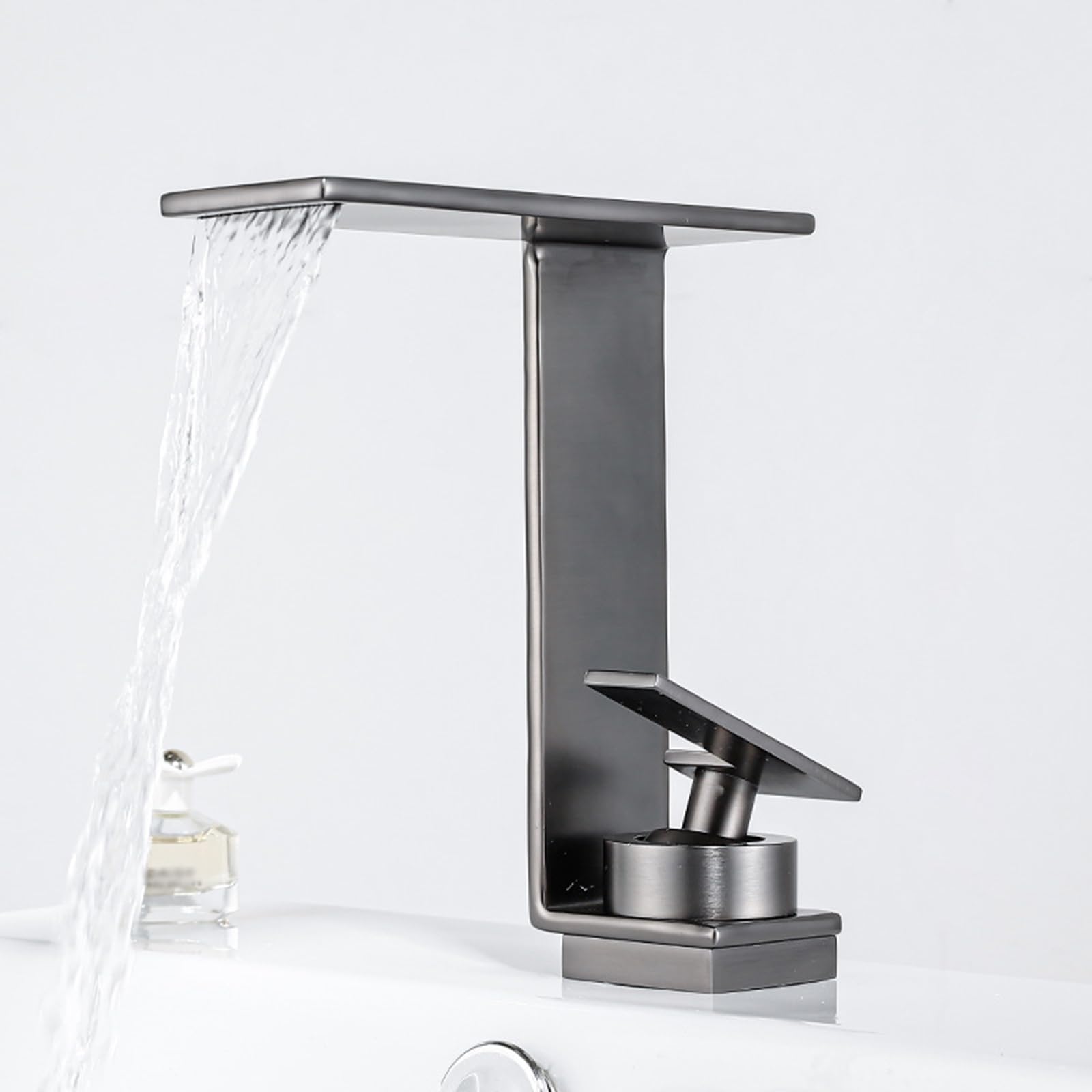 Wasserhahn Bad Waschtischarmatur Mischbatterie Waschbecken Waschbeckenarmaturen Einhebelmischer Wasserfallarmaturen für Waschbecken Messing Warm und Kalt,Chrom Badarmatur Waschbeckenarmatur
