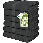 Utopia Towels 6 Pack Medium Bath Towel Set, 24 by 48 Inches, 500 GSM 100% Ring Spun Cotton, Lightweight and Highly Absorbent Quick Drying Premium Towels for Hotel, Spa and Bathroom, Grey