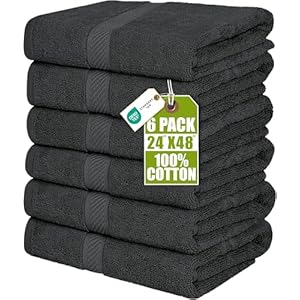 Utopia Towels 6 Pack Medium Bath Towel Set, 24 by 48 Inches, 500 GSM 100% Ring Spun Cotton, Lightweight and Highly Absorbent Quick Drying Premium Towels for Hotel, Spa and Bathroom, Grey