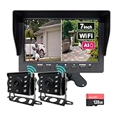 Broadwatch ワイヤレス防犯カメラセット モニター付き 暗視機能 AI 人体検知 防水 IPx7 WiFi 無線 簡単接続 配線簡単 小型 分割表示 赤外線録画 録画機能 （AIモニター 7インチ/カメラ 2台） microSDカード付