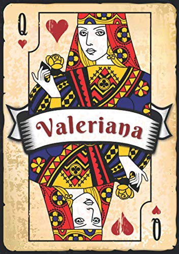 Valeriana: Taccuino A5 | Nome personalizzato Valeriana | Regalo di compleanno per moglie, mamma, sorella, figlia ... | Design: carte da gioco | 120 pagine a righe, piccolo formato A5 (14.8 x 21 cm)