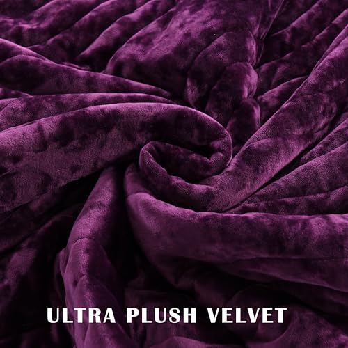 Image of Velvet Oversized King Quilt Set,Purple Bedding Set California King Comforter Set (118 inch*118 inch) with 2 Pillow Shams, Luxurious Quilt Set,All-Season 3 Pieces