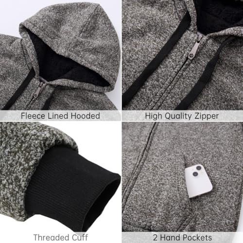 LeeHanTon Sherpa Lined Hoodies for Men Heavyweight Full Zip Up Sweatshirt Thick Fleece Winter Warm Work Jackets Plus Size4