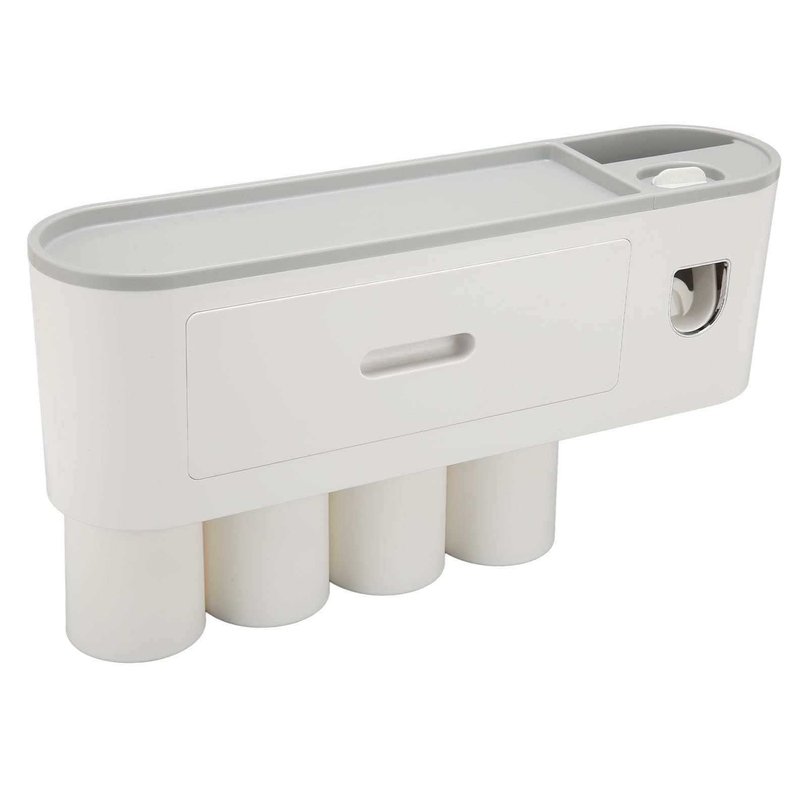 EMUKOEP Soporte Preciso para Cepillos de Dientes, Organizador de Montaje en Pared con Dispensador, Estante de Fácil Instalación para el Hogar, Baño, Material Plástico Que Ahorra Espacio (4 Tazas)