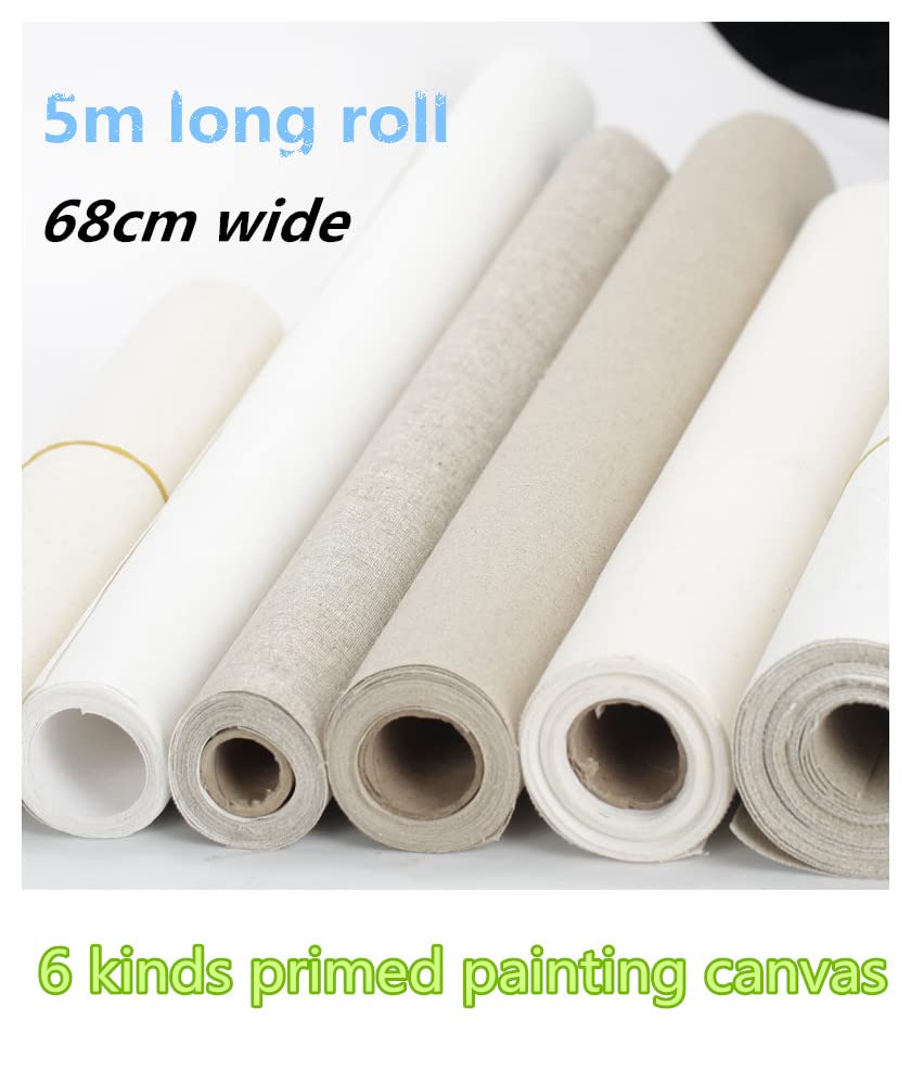 Leinwand zum Malen 0,68 m x 5 m Rolle blanko gestreckte Künstlerölgemälde Leinwand Reine Baumwolle/Leinen Leinwand für Öl- und Acrylmalerei leere Leinwand 0324 (Farbe: 480 g reines Leinen)