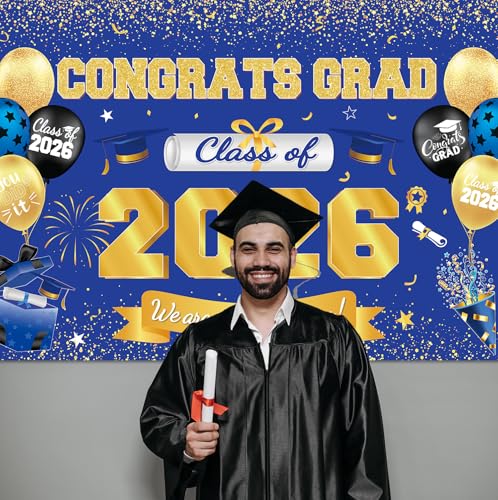 Banner Fondo Graduación Clase 2026 71 x 45 Pulgadas miniatura 7