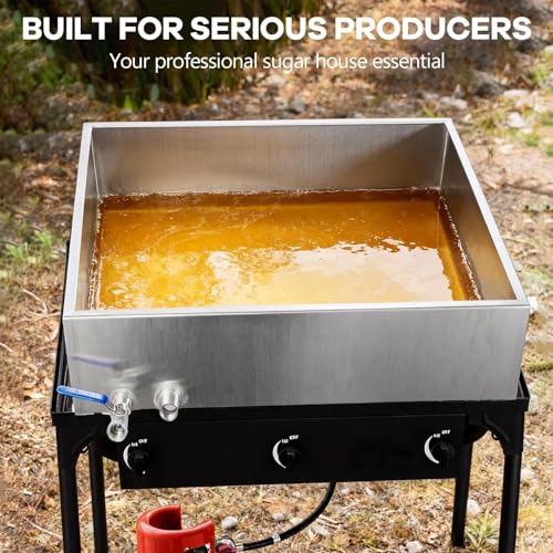 Image of Marada Maple Syrup Evaporator Pan with Dual Interface Steam Table Pan,304 Stainless Jam Food Chafing for Home, Outdoor, Cooking (24 inchL x 24 inchW x 6 inchH)