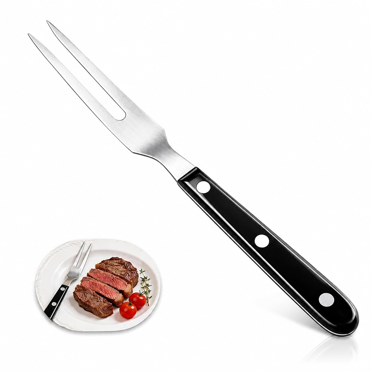 27CM Carving Fork Stainless Steel for Meat, Heavy Duty Two-Prong Meat Fork for Carving Roasts, Turkey, BBQ and Steak, Kitchen Serving Utensil for Slicing, Lifting, Turning and Holding