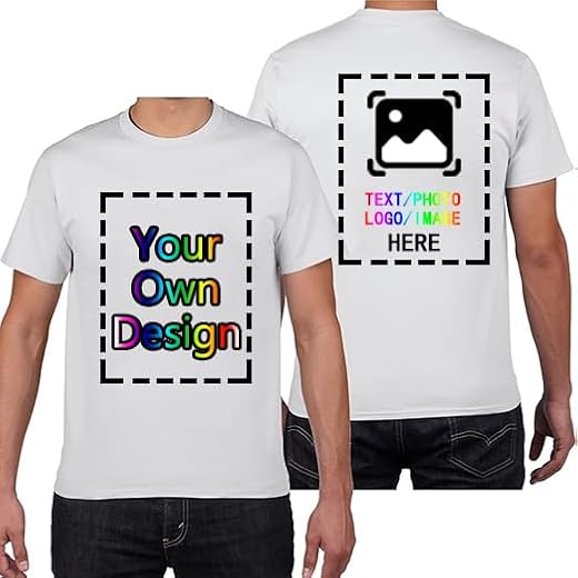 DOHXQM Tee Shirt Personnalisé Homme Femme - Tshirt Homme -Ajouter du Texte - Image - Logo - t Shirt personnalisé Photo imprimée Avant - arrière