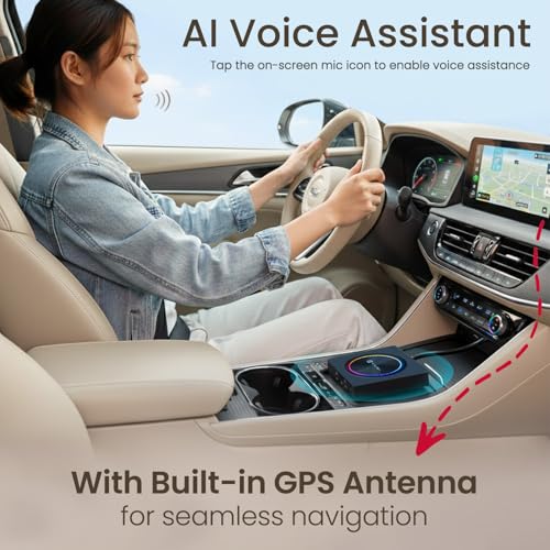 Image of Portronics Tune Prime CarPlay & Android Auto Adapter, Stream YouTube, Netflix, JioHotstar on Car Screen, Converts Wired to Wireless, Qualcomm Octacore Snapdragon, Built-in GPS, 4G SIM Slot, 4GB + 64GB