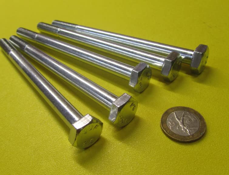8.8 Zinc Steel Bolts PT M10 x 1.5 mm x 140 mm Long 5 pcs