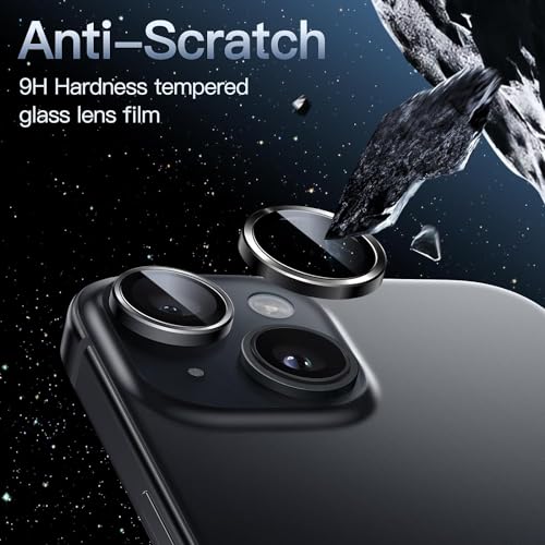 CELLUTION Camera Glass Lens Protector Ring For iPhone 15/15 Plus Case Friendly with Edge to Edge Coverage and Easy Installation, Pack of 1 (Black) 2 51OqDyPZlkL