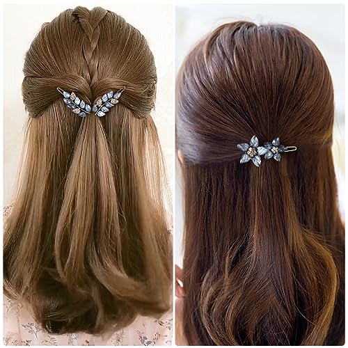 HINZIC 2Pcs Vintage Rhinestone Clips Barrettes Ink-Blue miniatura 4