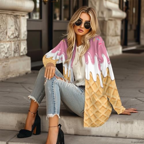 Image of Cardigan Sweaters for Women Long Sleeve Cardigan Soft Drape Open Front Fall Dusters V-Neck Jackets Dressy Loose Coat