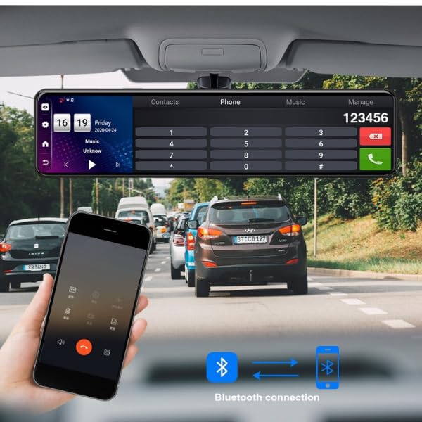 Image of Android Dash Camera -Full HD Front and Rear Cameras | WiFi | GPS | BT | 4GB Ram / 32 GB ROM| Emergency Recording, Night Vision, Back Parking Assistance | 256 GB SdCard Support Dashboard Cam