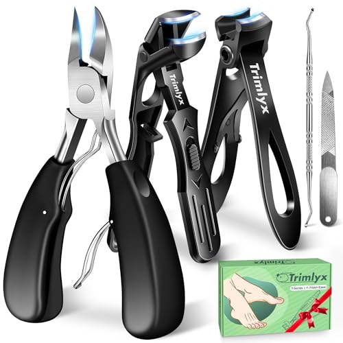 Trimlyx Toenail Clippers for Thick Toenails, Heavy Duty Toe Nail Clippers for Thick Nails for Seniors, Ingrown Large Toe Nail Clippers for Seniors, Men 5Pcs