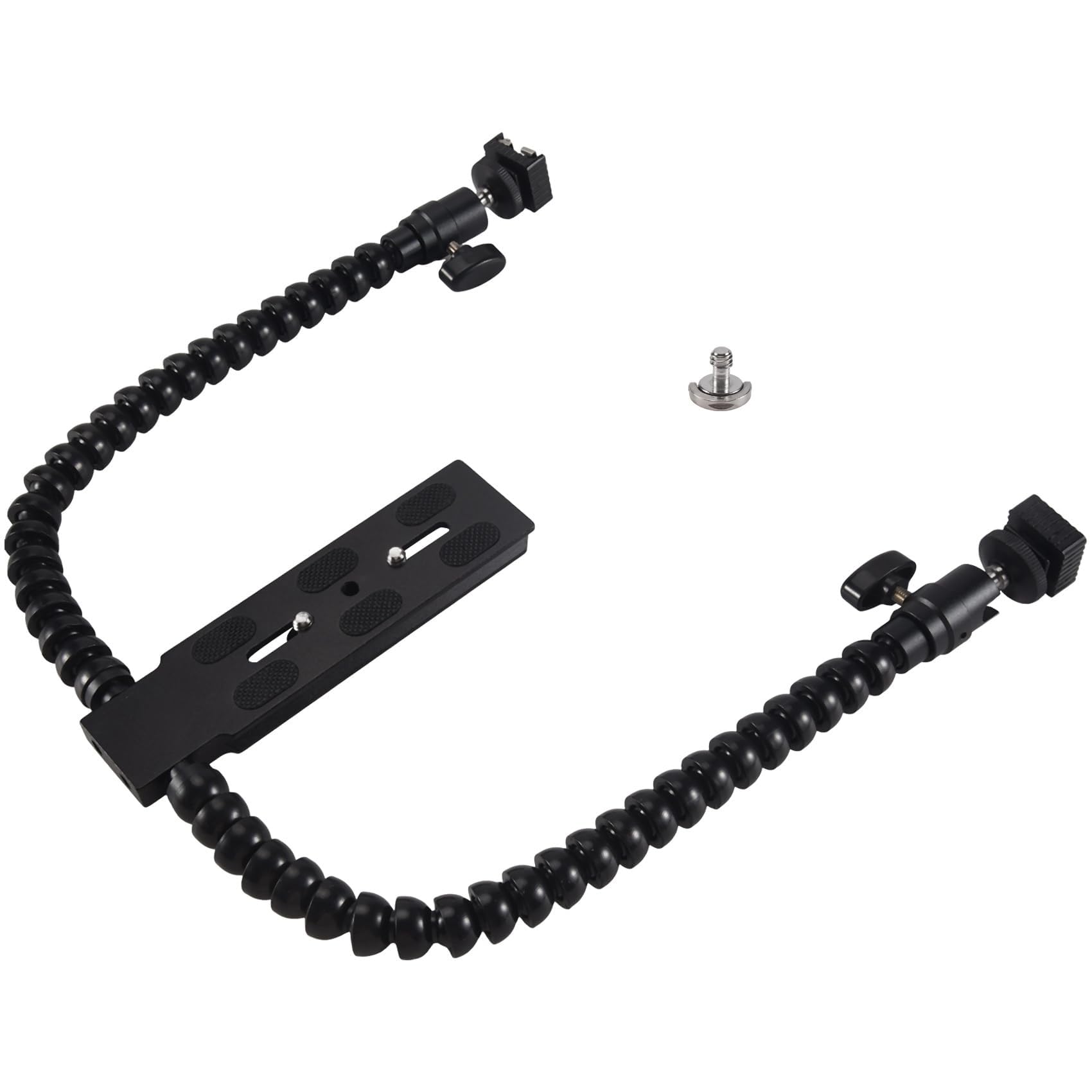 THE WHITE SHOP Dual Arm Flash Bracket, Adjustable Metal Light Stand, Universal DSLR Camera Mount, Stable Dual Flash Support, Compatible with Godox and Speedlite, Umbrella Softbox Holder