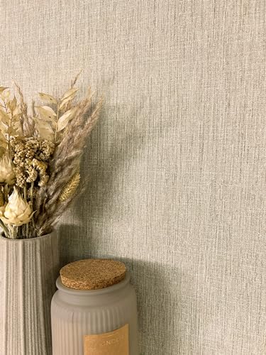 NEWROOM Papel pintado Gris Pardo Color Liso Tejido no Tejido - Moderno Marron Estructura Look de lino Color Liso