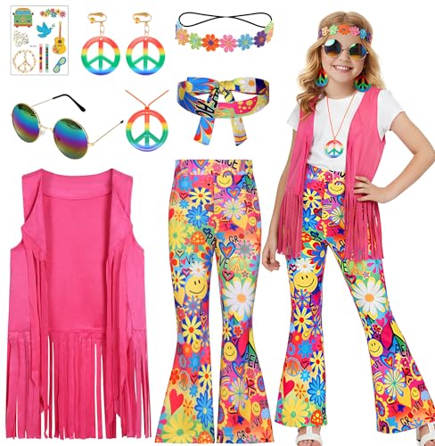 Disfraz Hippie para Niñas Koatobbor Talla 9-10 Años miniatura 1
