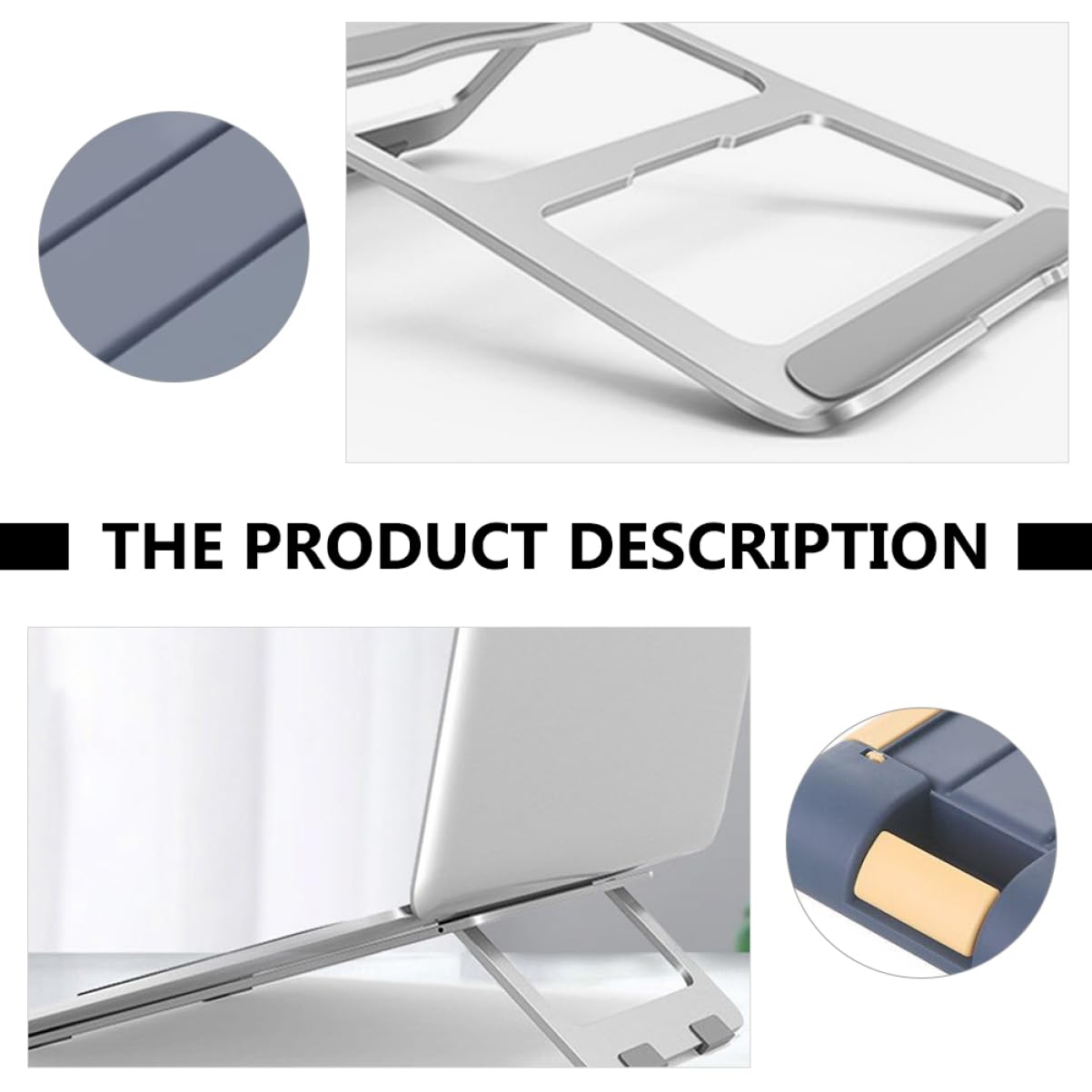 Supporto Pieghevole Per Laptop Lega Di Alluminio Supporto Ergonomico Per Notebook Ventilato e Multifunzione Ottimo Per Scrivania e Riduzione Del Cervicale