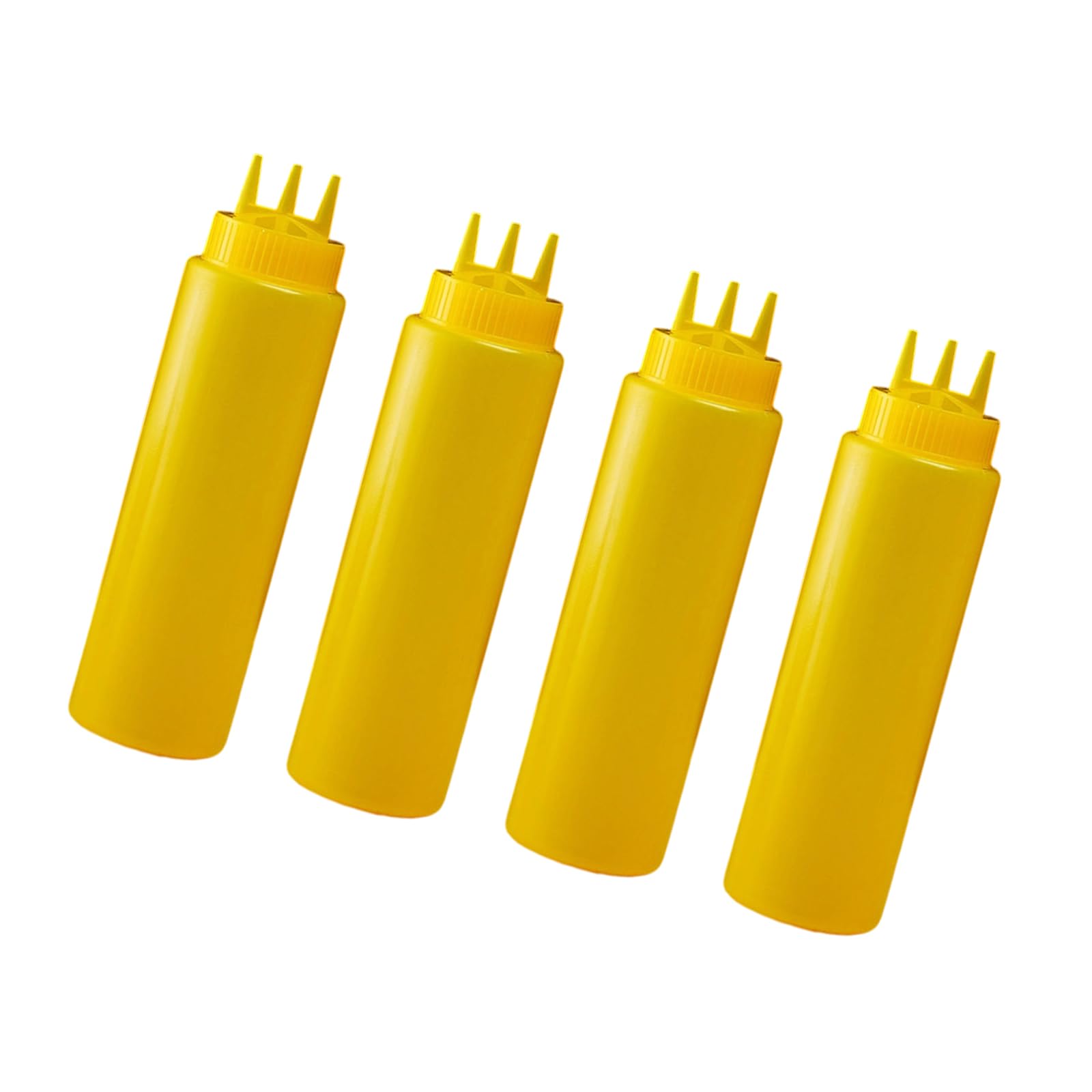 Hgenahgtf Yellow Trilateral Stream Leak Proof Kitchen Squeeze Bottles 4Pcs Heavy Sauce Dispensers Expressfill Dishwasher Safe For Oil Dressings Strong Condiment Dispenser Bottle