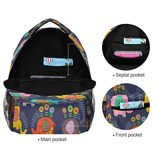 Mochila de elefantes florales juvenil e impermeable para ordenador y viaje escolar informal 5