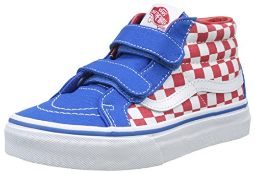 Vans Boys' UY SK8-Mid Reissue V Hi-Top Sneakers, Blue (Checkerboard Racing Red/Imperial Blue), 10 Child UK 27 EU