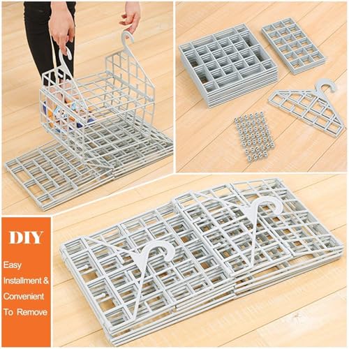 Image of Plastic 5 Layer Folding Clothes Storage Racks Dormitory Closet for Students Wardrobe Shelves Hanging Organizer Storage Holders & Racks, Off-White