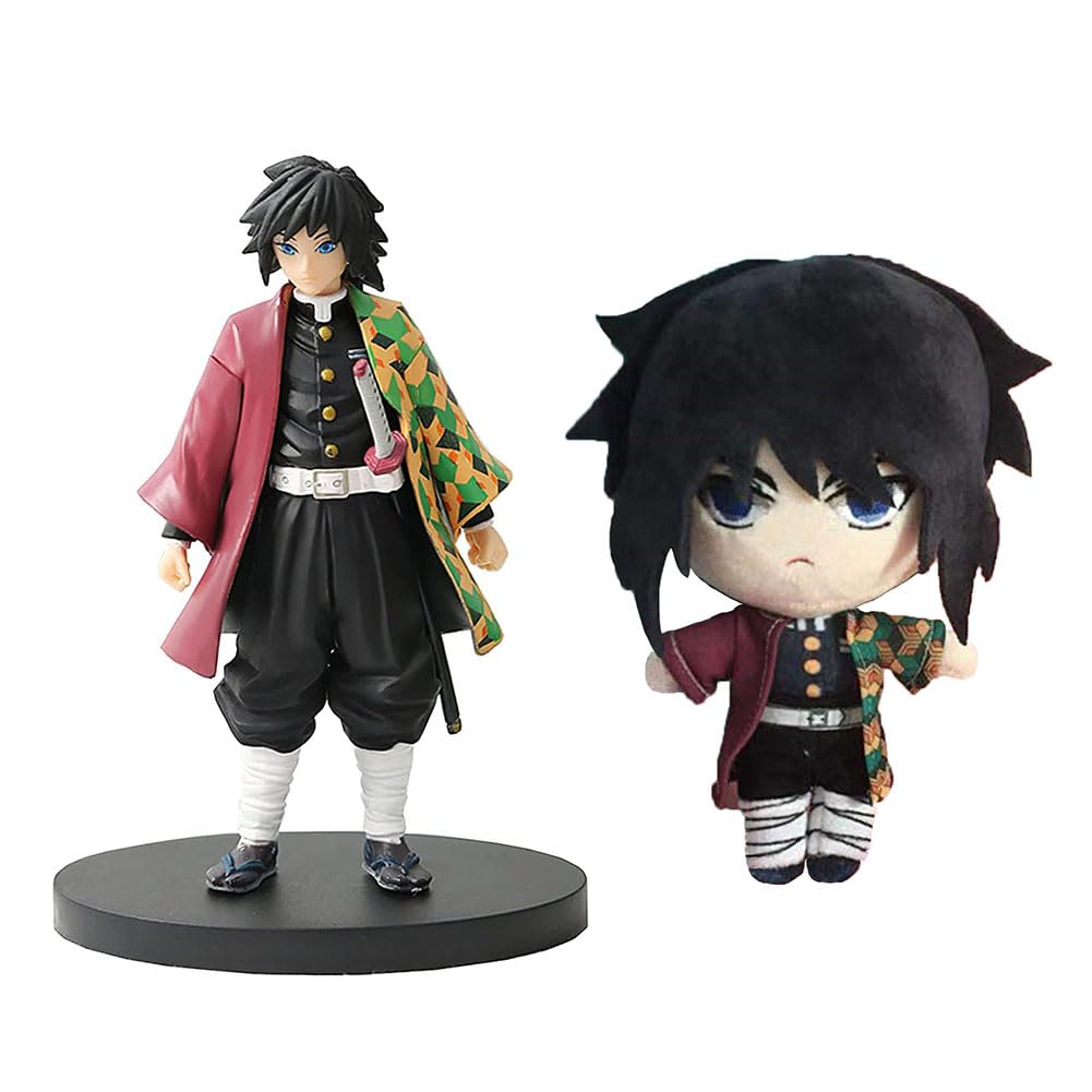 Zhongkaihua – Set Figurine Anime + Peluche : Shinobu, Giyuu, Tanjiro, Nezuko, Sanemi – Collection Demon Slayer, 16 Cm Et 25 Cm
