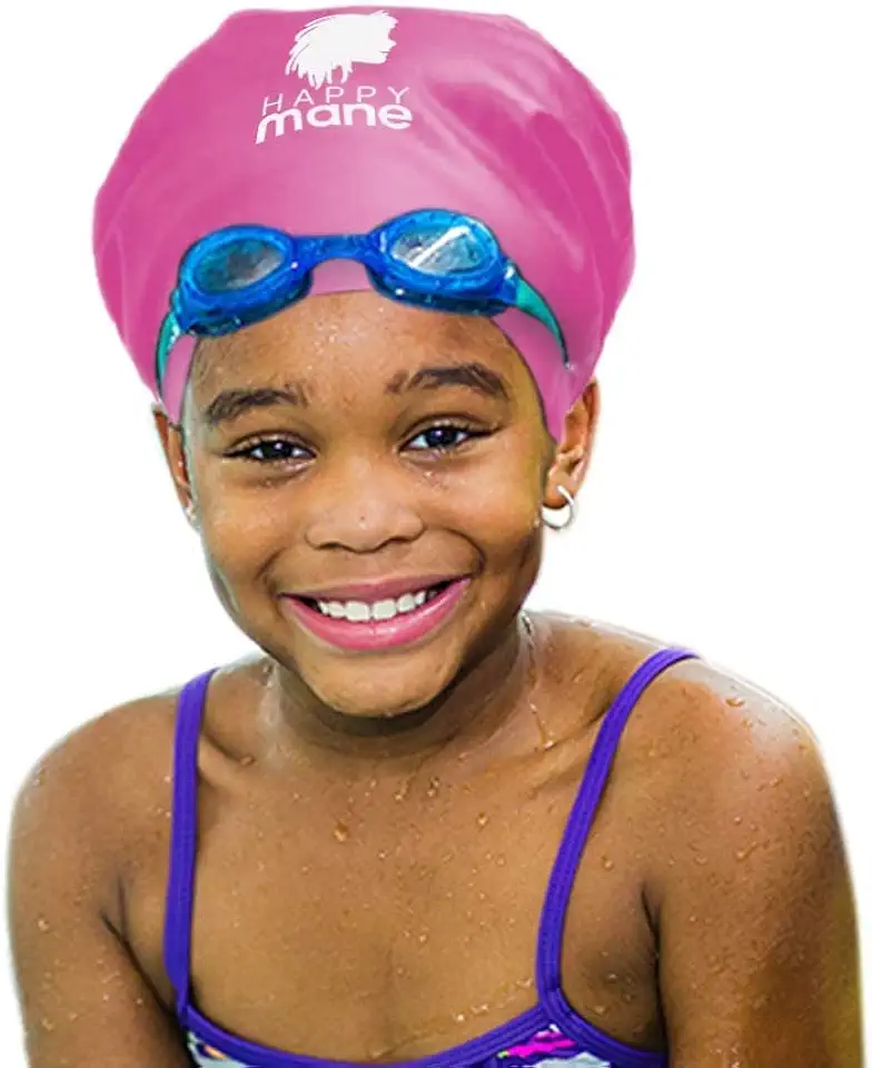 Silicone Swim Cap for Braids and Dreadlocks - Keeps Your Hair Dry While Swimming and Bathing Long Hair, Extensions, and Curly Hair - Large Shower Cap for Women, Men, Kids (Pink, Small)