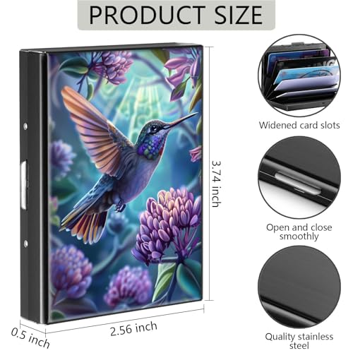 Credit Card Holder, Hummingbird Design Mini RFID Blocking Aluminum Wallet Slim Metal Hard Case Shell Travel Wallet ID Case Small Credit Cards Case Business Cards for Women Men Girls2