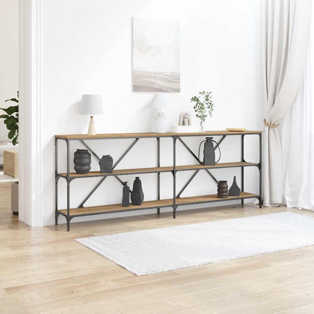 SXZenSpace 200 cm Console Table Artisan Oak, Narrow Sofa Side for Hallway/Bedroom, Engineered Wood Entryway Furniture