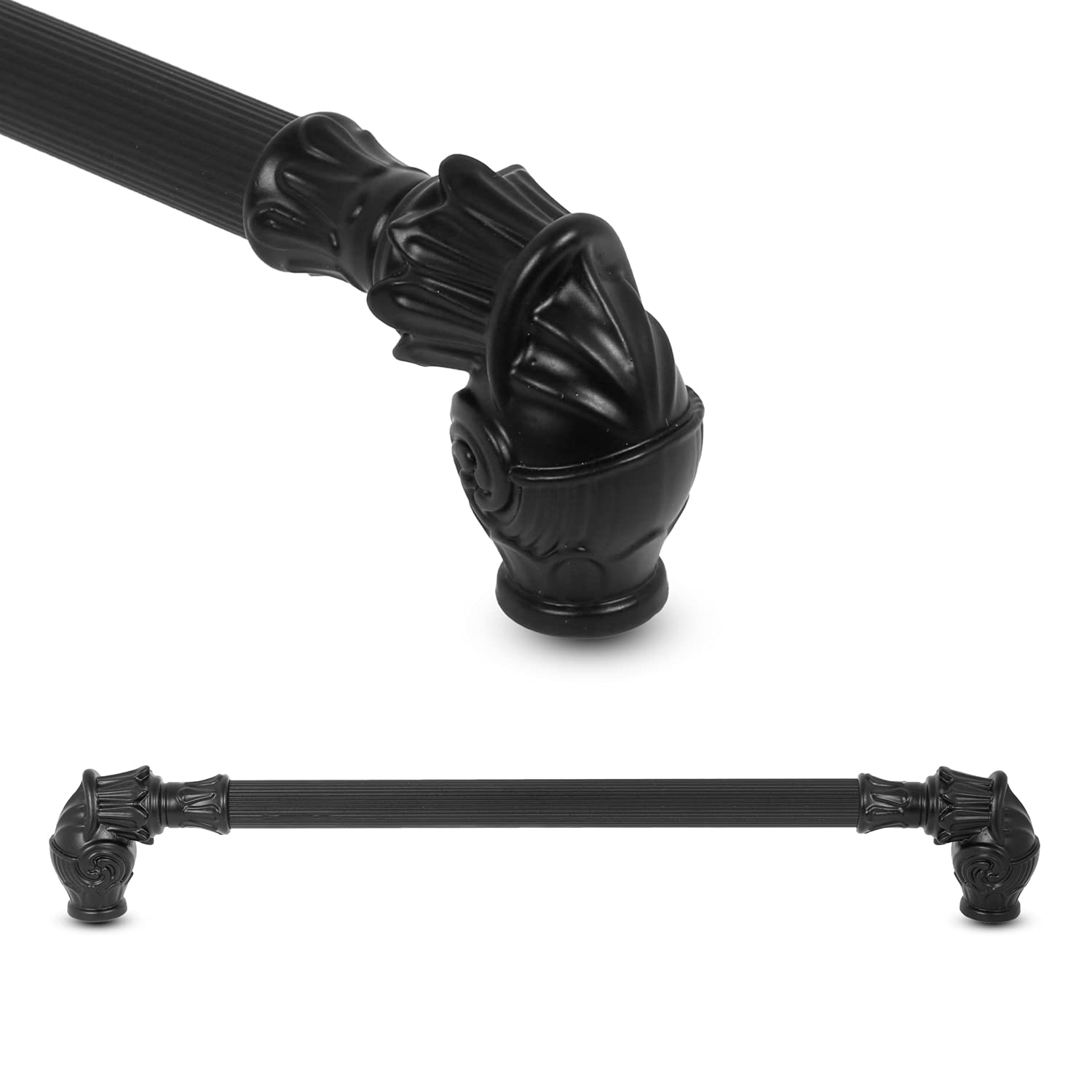 Badem10 Alyans Çekmece Dolap Kapak Kulpu Kulbu 192 mm Siyah Rustik Metal Kulp (4 ADET)