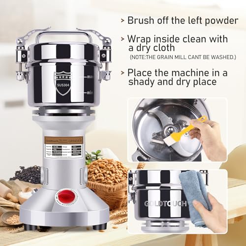 Goldtouch 550G Grain Mill Grinder 2000W Electric Stainless Steel Grain Grinder High-Speed Pulverizer Powder Machine For Dry Wheat thumb #2